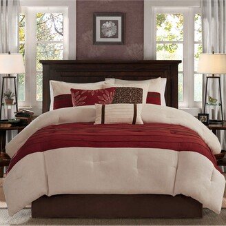 Gracie Mills Palmer 7 Piece Comforter Set, Red - Queen