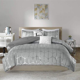 Gracie Mills Raina Comforter Set - California King - Grey/Silver - Grey/silver