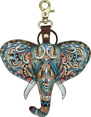 K0038 Painted Leather Bag Charm (Elephant Mandala) Bags