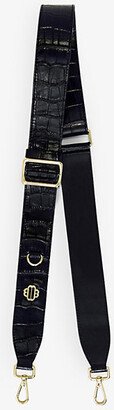 Noir / Gris Logo-embellished Croc-embossed Leather bag Shoulder Strap