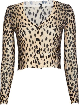 Cropped Cashmere Cheetah Cardigan
