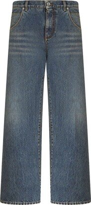 Wide-Leg Cropped Cotton Jeans