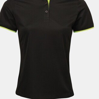 Premier Premier Womens/Ladies Contrast Coolchecker Polo Shirt (Black/Lime)