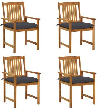 Patio Chairs with Cushions 4 pcs Solid Acacia Wood - Brown