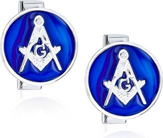 BLING JEWELRY Men's Freemason Enamel Cuff Links