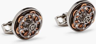 Embellished gunmetal-tone enamel cufflinks