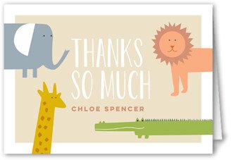 Thank You Cards: Friendly Fauna Thank You Card, Beige, 3X5, Matte, Folded Smooth Cardstock