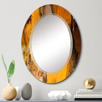 Designart 'Orange Grey And Black Marble Landscape II' Printed Modern Wall Mirror