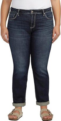 Plus Size Boyfriend Mid-Rise Slim Leg Jeans W27101ECF485 (Indigo) Women's Jeans