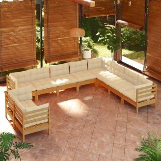 11 Piece Patio Lounge Set with Cushions Solid Pinewood