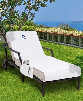 Linum Home Personalized 100% Turkish Cotton Chaise Lounge Cover with Side Pockets - R