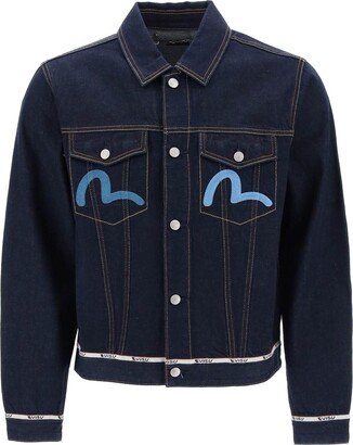 Denim Jacket With Back Eagle Embroidery