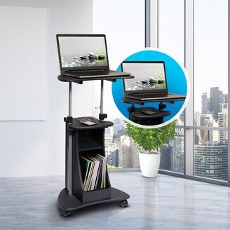 BESTCOSTY Sit-to-Stand Rolling Laptop Cart, Adjustable Height Safety Edge