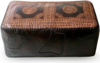 Leather ottoman cover, 'Dual Universe'