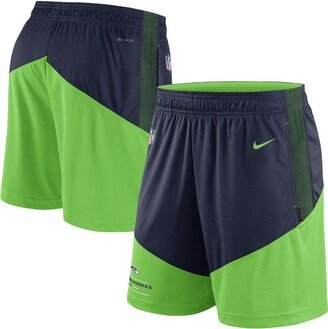 Men's Navy, Neon Green Seattle Seahawks Primary Lockup Performance Shorts - Navy, Neon Green