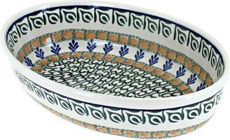 Blue Rose Pottery Blue Rose Polish Pottery Herb Garden Small Oval Baking Dish