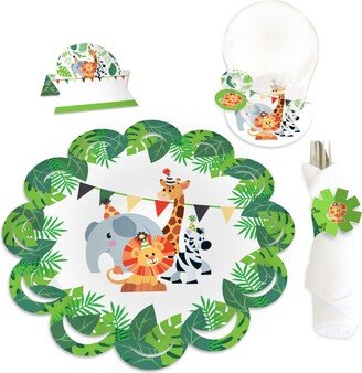 Big Dot Of Happiness Jungle Party Animals Birthday & Shower Charger Chargerific Kit Setting for 8