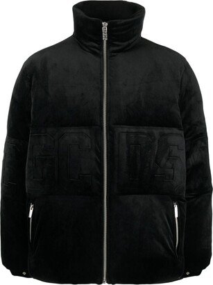 Logo-Embossed Velvet Padded Jacket