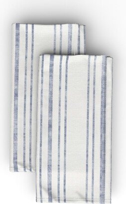 Cloth Napkins: Aegean Multi Ticking Stripe - Blue Cloth Napkin, Longleaf Sateen Grand, Blue