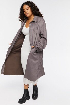 Plus Size Faux Suede Longline Coat