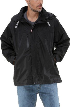 Lightweight Rain Jacket - Waterproof Raincoat with Detachable Hood (Black, 4XL)