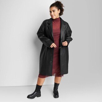 Women's Faux Leather Trench Coat