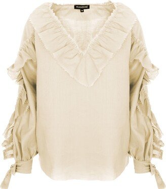 Framboise Venezia Beige Linen Blouse