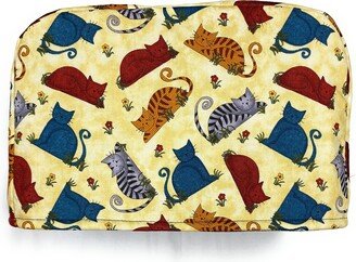 2 Slice ~ Gift For Cats Kittens Lovers Happy Bright Colorful Red Blue Grey Reversible Kitchen Toaster Appliance Dust Cover Cozy She Who Sews