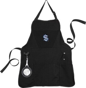 Seattle Kraken Black Grill Apron- 26 x 30 Inches Durable Cotton with Tool Pockets and Beverage Holder