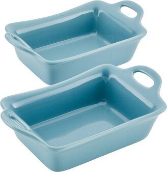 Solid Glaze Ceramic 2pc (12oz/1.5 Cup) Rectangular Au Gratin Sets Agave Blue