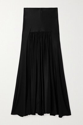 Rabanne - Pleated Stretch-satin Maxi Skirt - Black