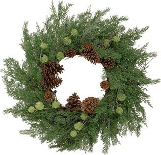 Northlight Pinecones and Blueberries Artificial Christmas Wreath, 28-Inch, Unlit