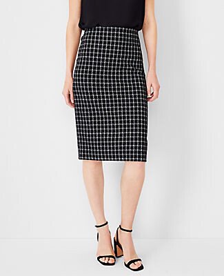 Petite Plaid Pull On Pencil Skirt