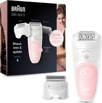 Silk-epil 5-620 3-in-1 Women's Cordless Wet & Dry Epilator + 4 Extra Accessories