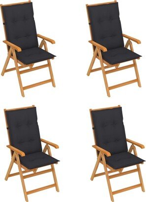 Patio Chairs 4 pcs with Anthracite Cushions Solid Teak Wood-AA