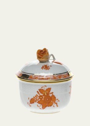 Chinese Bouquet Rust Covered Sugar Dish with Rose-AB