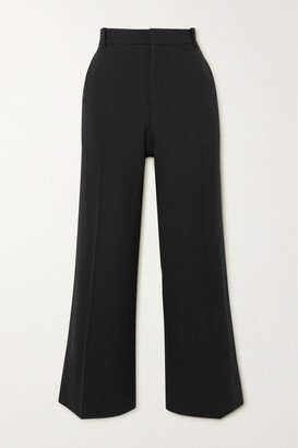 Cropped Stretch-wool Flared Pants - Black