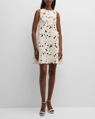 Sleeveless Gardenia Crochet Mini Trapeze Dress