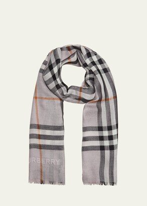 Logo Check Wool-Silk Scarf