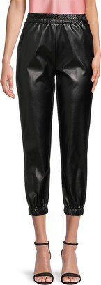 Renee C. Faux Leather Cropped Joggers