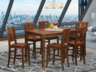 DUBU7H-MAH-W Dudley 7 Piece Counter Height Set Consist of a Rectangle Kitchen Table and 6 Dining Room Chairs