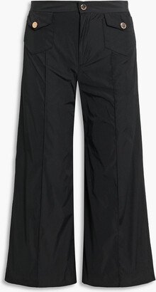 Cropped twill wide-leg pants