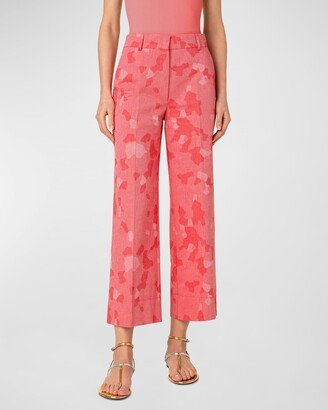 Chiara Kaleidoscope Denim Jacquard Straight-Leg Crop Pants