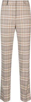 Check-Pattern Cropped Wool Trousers