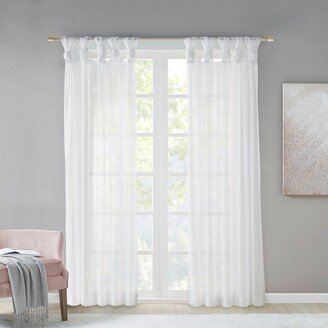 Gracie Mills 2-pc Ceres Twist Tab Voile Sheer Window Pair, White - 95 Curtain Panel