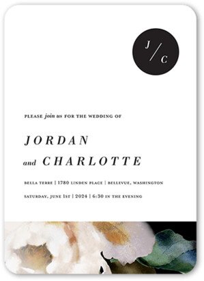 Wedding Invitations: Modern Style Wedding Invitation, White, 5X7, Matte, Signature Smooth Cardstock, Rounded