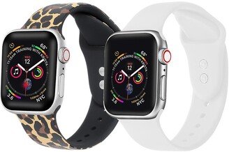 Set of 2 Leopard/White Apple Watch Replacement Bands