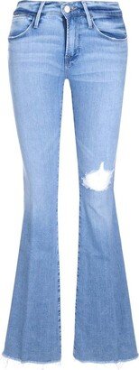 Distressed High Waisted Flared Jeans-AA