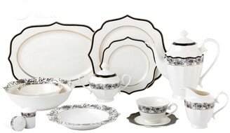 Wavy Mix and Match Bone China Service for 8-Fiona, Set of 57