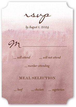 Rsvp Cards: Earthy Colors Wedding Response Card, Pink, Pearl Shimmer Cardstock, Ticket